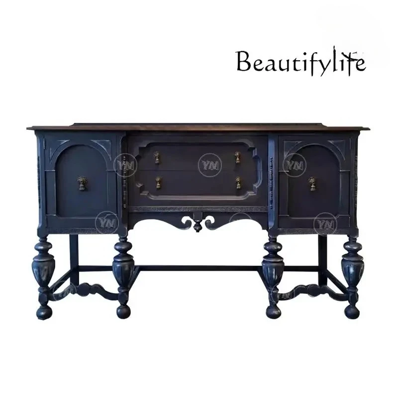 

"Chinese-style carved chest cabinet" neoclassical solid wood locker retro large-capacity storage side cabinet can be customized