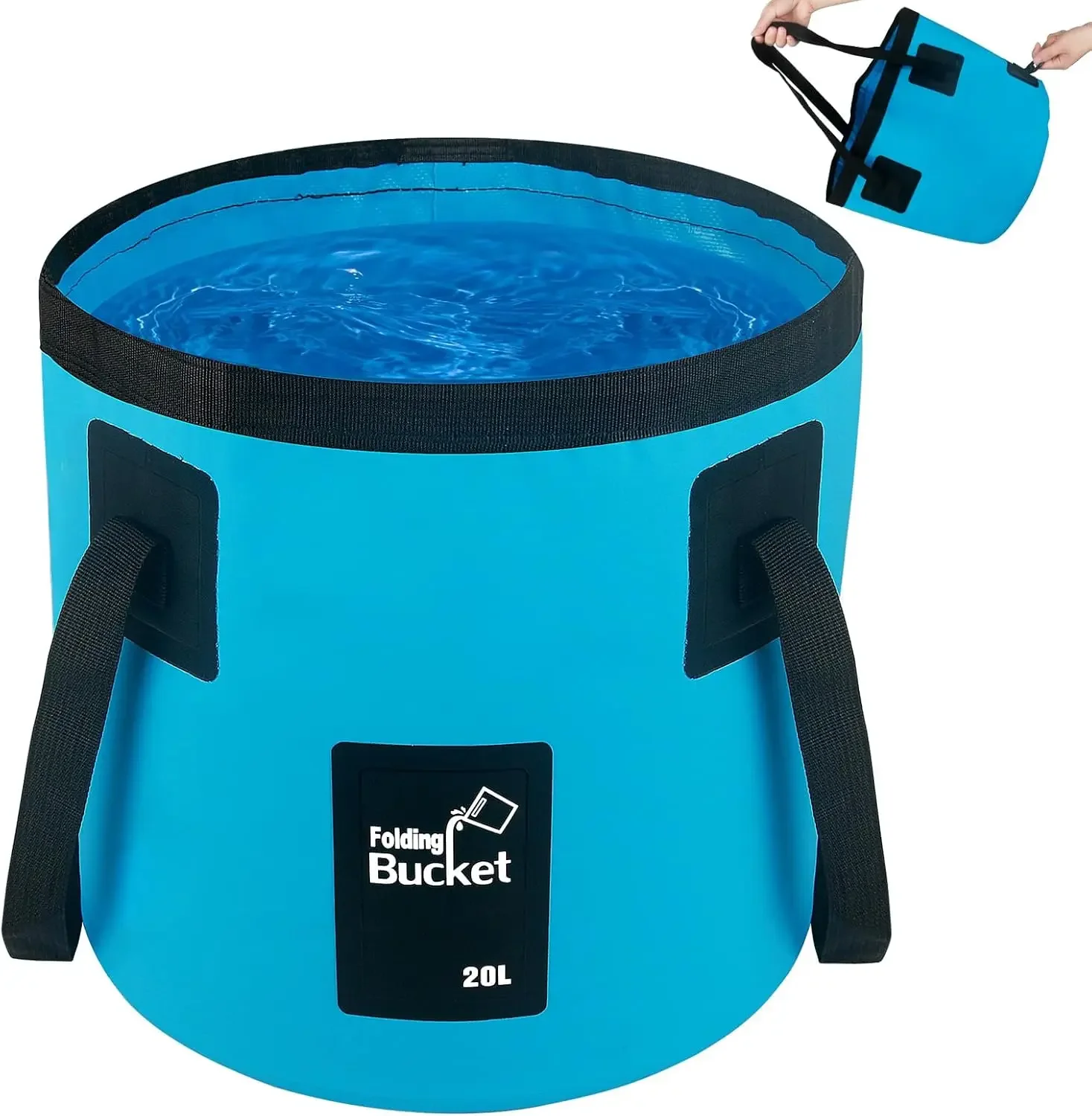 

5 Gallon Collapsible Bucket with Handle, Foldable Water Container for Camping Car Wash Gardening Emergency