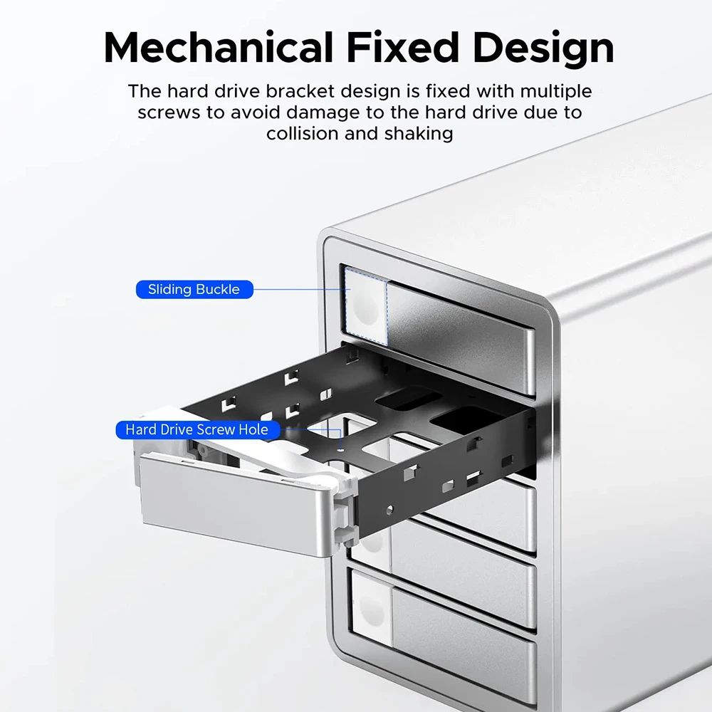 Imagem -05 - Orico-daisy Chain External Case Sata Hdd Ssd Enclosure Tipo-c 10gbps Built-in 150w de Energia 2.5 3.5