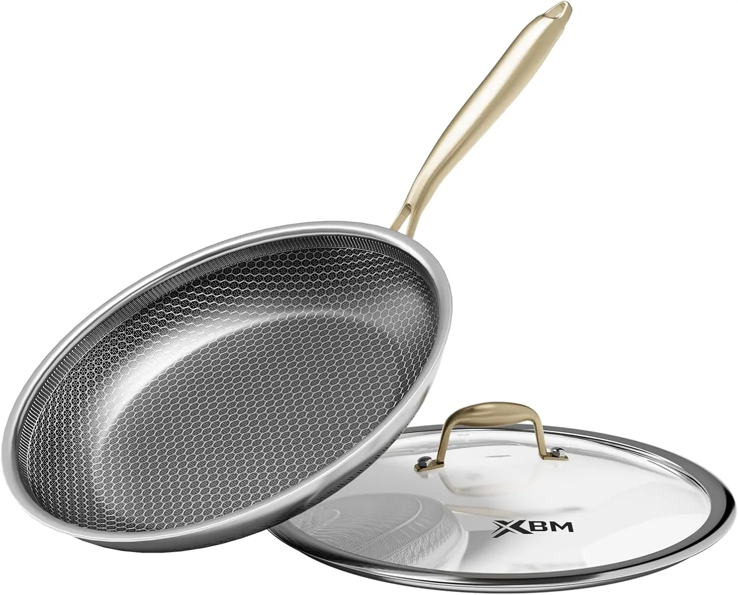 

Nonstick Frying Pan with Lid 10-Inch, Stainless Steel Skillet, Induction Compatible, PFOA-Free, Scratch-Proof, Dishwasher & Oven