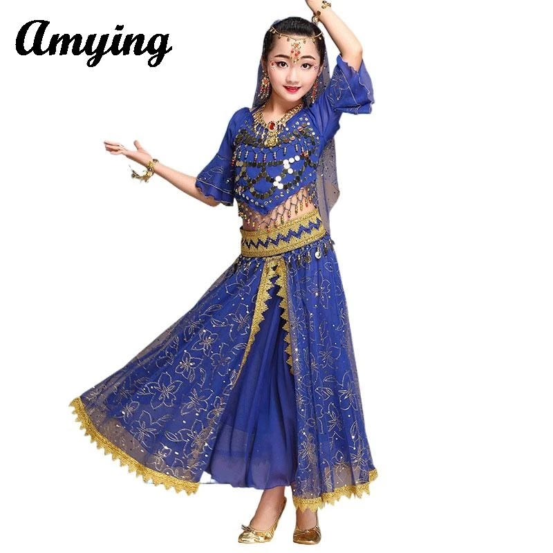 

2PCS/3PCS/5PCS Children Belly Dance Costume Sequin Suit Kid Arabic Dance Clothing Girl Performance Outfit Xinjiang Dance Set