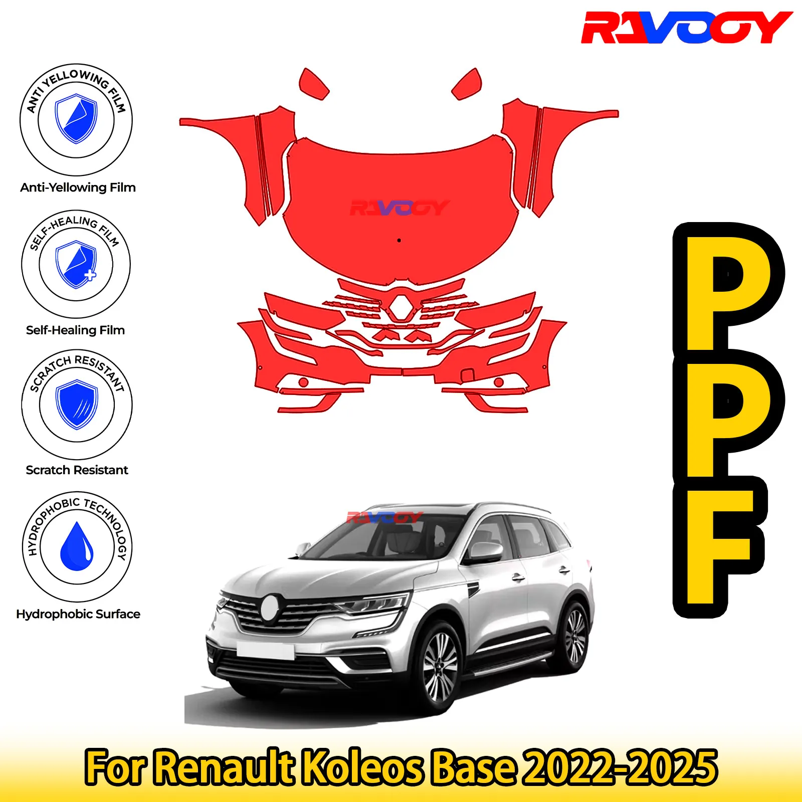 

For Renault Koleos Base 2022-2025 Glossy Matte Black Precut front PPF Kit Paint Protection Film