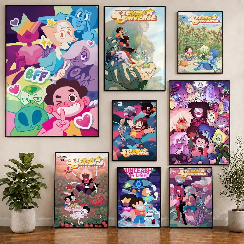 Steven Universe Cartoon-Poster PVC HD Selbstklebend Modernes Poster Wanddekoration für Zuhause, Büro, Wohnzimmer, Esszimmer