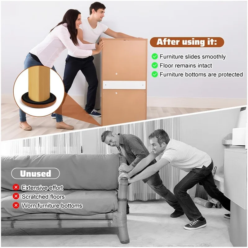 A01F-Furniture Glides 16 unidades para móveis pesados sentimentos de feltro redondos de 89 mm e protetores de piso Eva