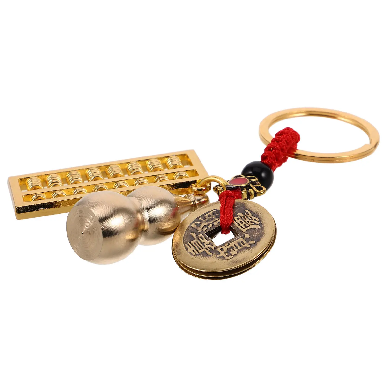 Gourd Abacus Chinese Coin Keychain Mini Alloy Brass Feng Shui Key Ring Car Keys Holder Handbag Accessory Wealth Luck Success