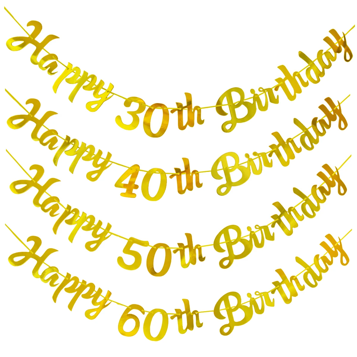 Paper 30th 40th 50th 60th Happy Birthday Party Banner Man Woman 30 40 50 60 Years Old Birthday Garland Supplies