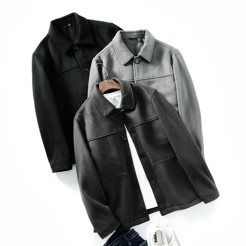 

Мужское демисезонное пальто из высококачественной 53-слойной шерсти, ветрозащитное, теплое, свободного кроя, с воротником-стойкой, для повседневной носки