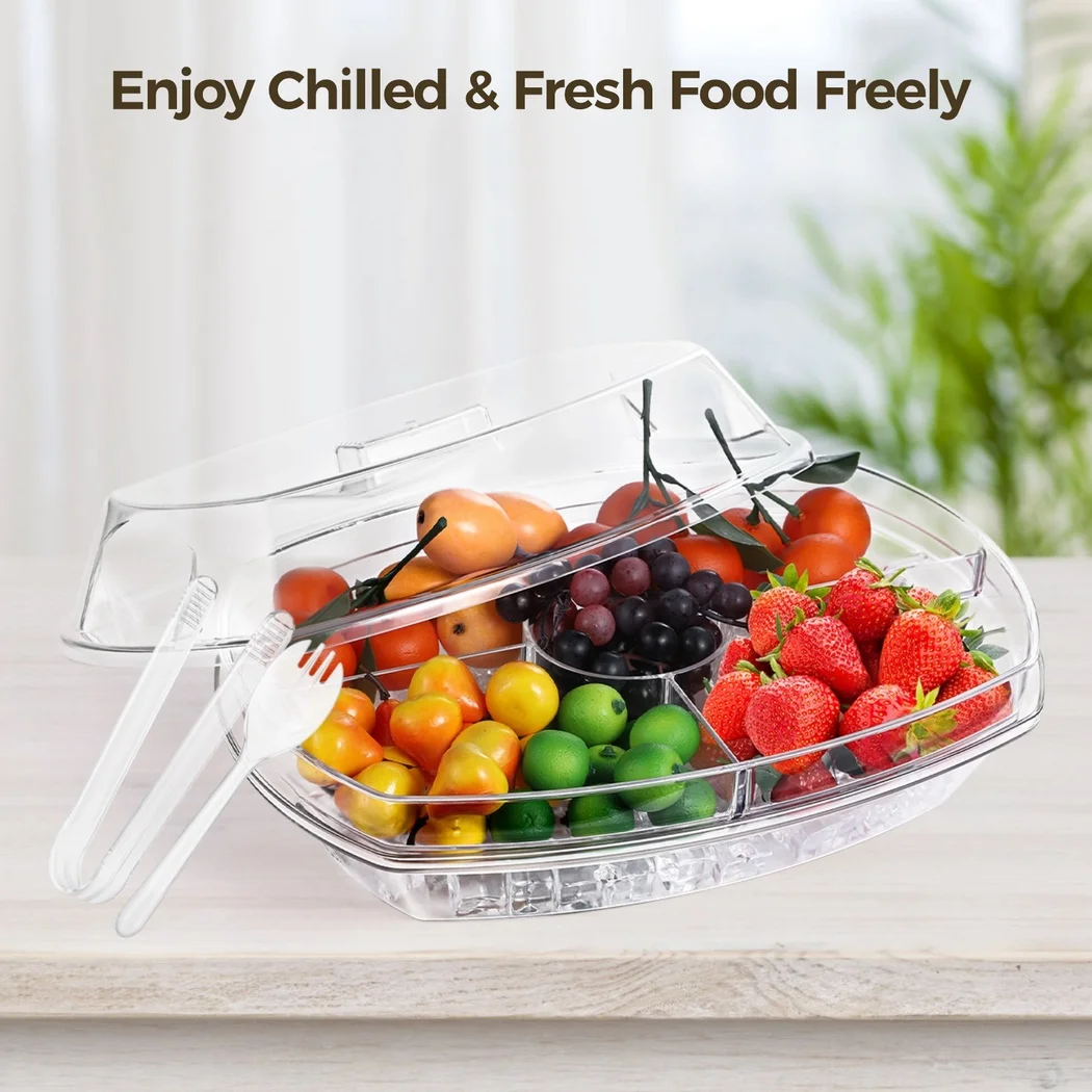 Ice Serving Bowl For Parties Chilled Dip Bowl With Tongs Spoons Cold Serving Dish For Fruit Vegetables Hummus Salsa Sauces Pasta