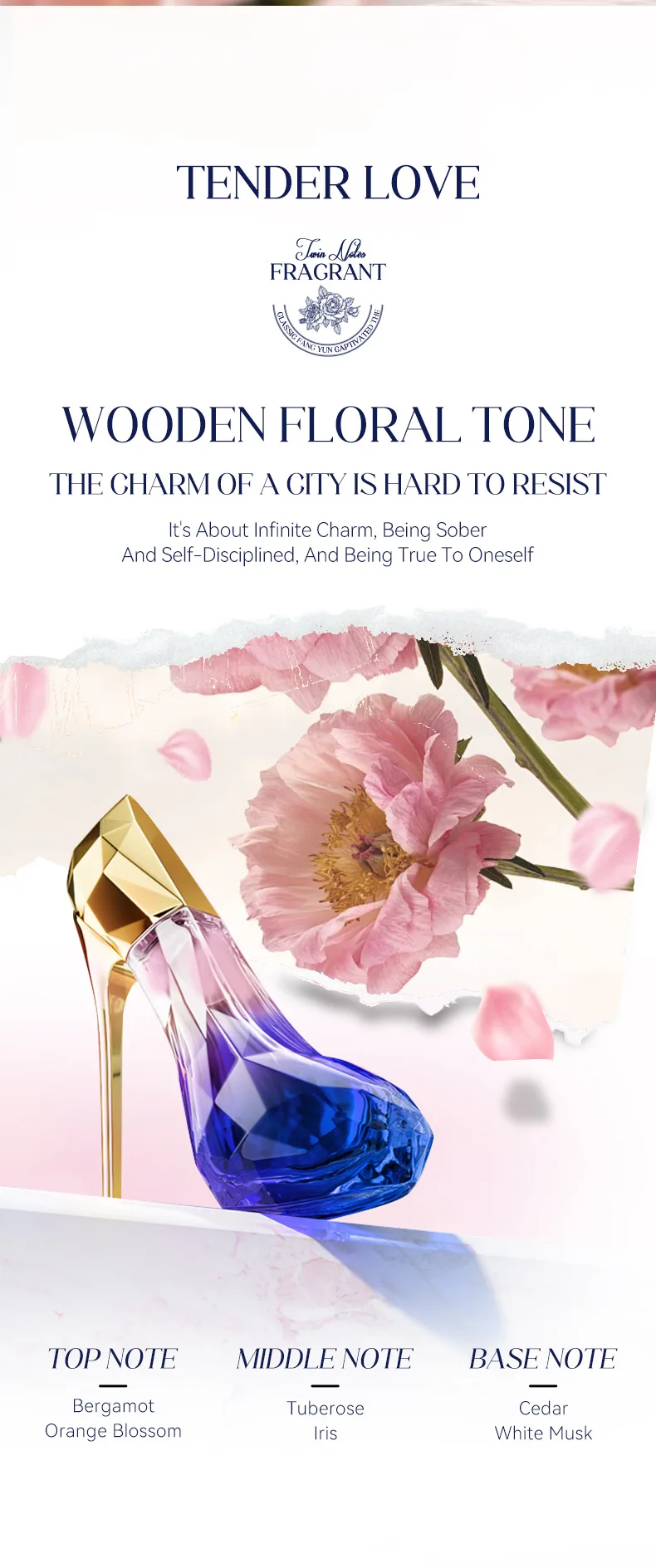 عطر نسائي بكعب عالٍ كريستالي جديد عبر الحدود عطر خشبي من الزهور والفواكه عطر أنيق عالي الجودة