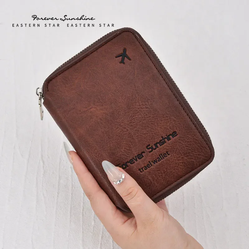 

Multifunctional Passport Holder Cover Women Men Solid Color Bank ID Card Holder Passport Clip Travel Cash Passport Storage Bag