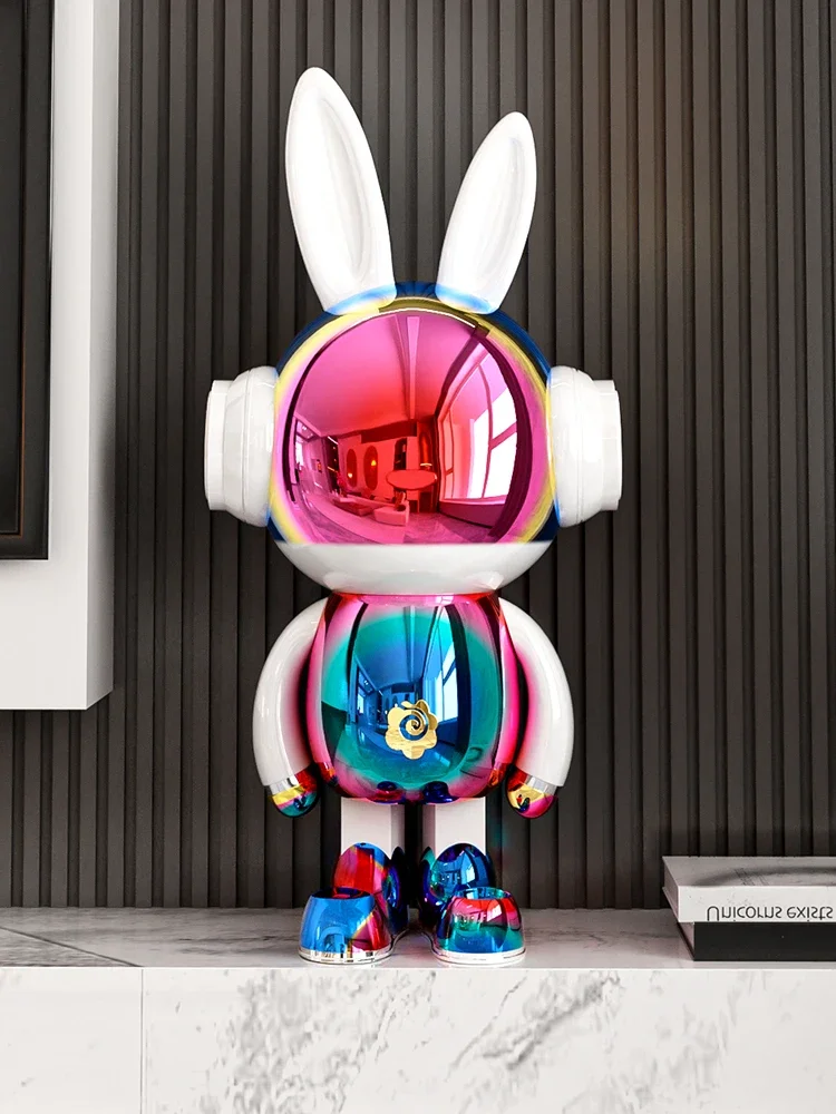 Nordic Designer Home Decoration Lucky Rabbit Sculptures and Figurines Light Luxury Room Decor Large Landing Electroplate Statue