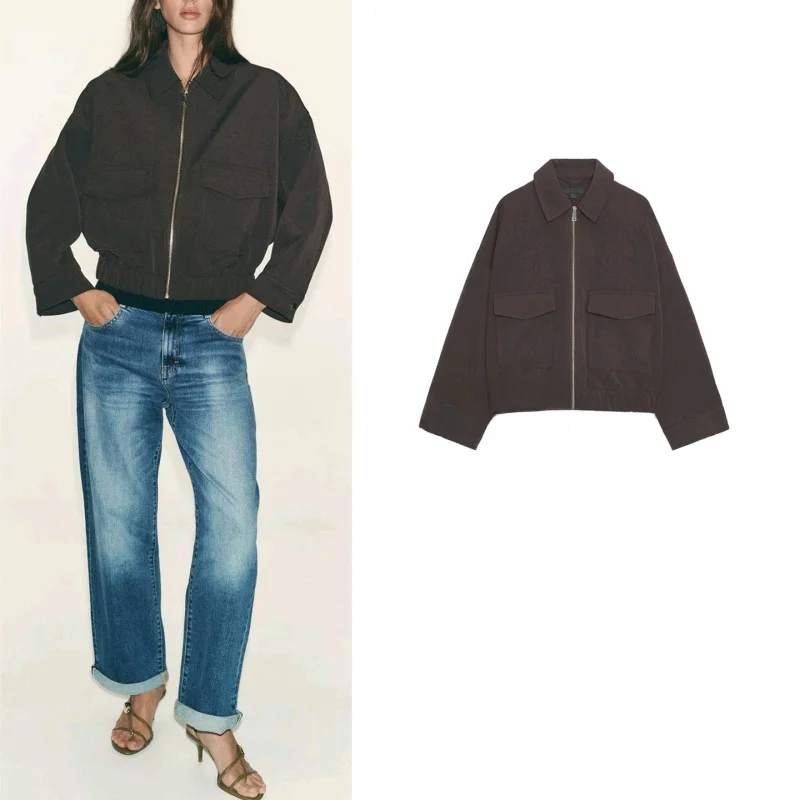 Chaqueta de Otoño para Mujer, Estilo mata, Manga Larga, Corte Hoado, con Bolsillos, Diseño Transpirable de Fibra de ...