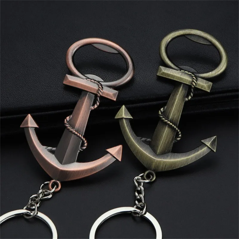 Fashion Rudder Anchor Metal Keychains Multifunction Beer Bottle Opener Keyrings Car Keyholder Accessories Gift Souvenir - view 4