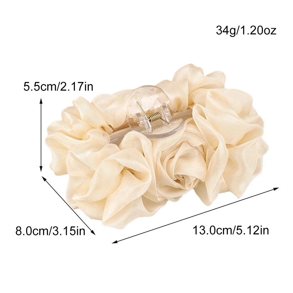 Silk Chiffon Flower Hair Claw Ladies Fashion For Women Floral Ponytail Holder Barrettes Hair Pin Jaw Clips Hair Accessories