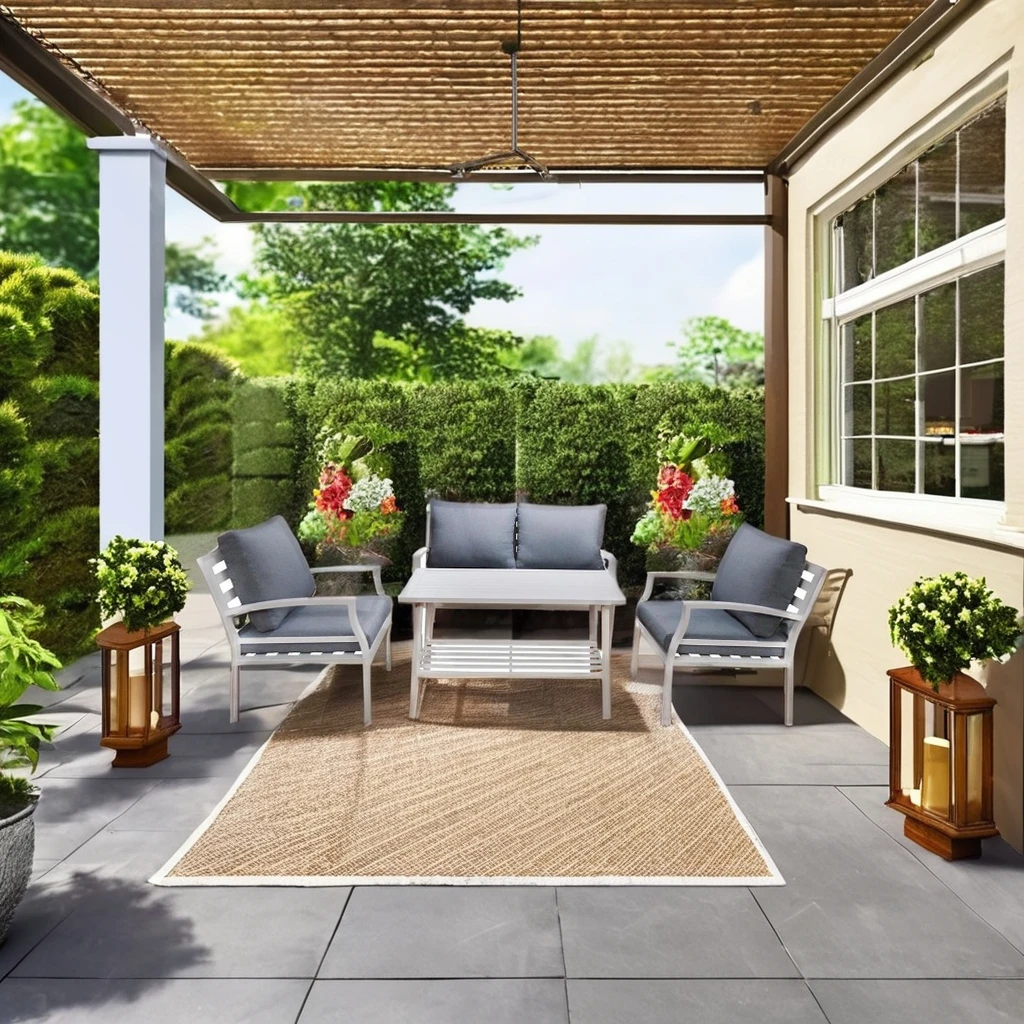 4-teiliges Konversationssofa-Set, Garten-Aluminium-Sofa-Set, modernes Sofa für den Außenbereich