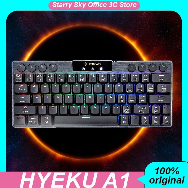 Hyeku A1 Mechanical Keyboard Bluetooth Wireless 3mode Cnc Aluminum Low Shaft Transparent Keycap Customized Game Office Keyboard