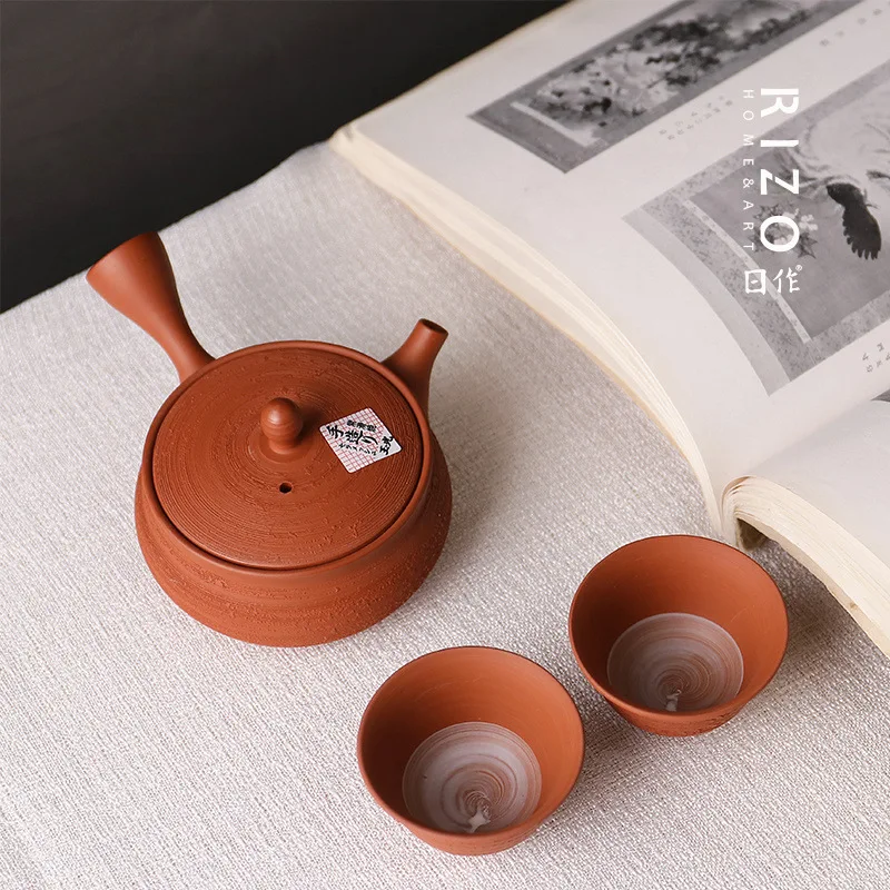 Japanese Smooth Burning Side Handle Teapot Jade Light Made Plum Original Guanglong Pine Leather Handmade Urgent Pot One Pot Two