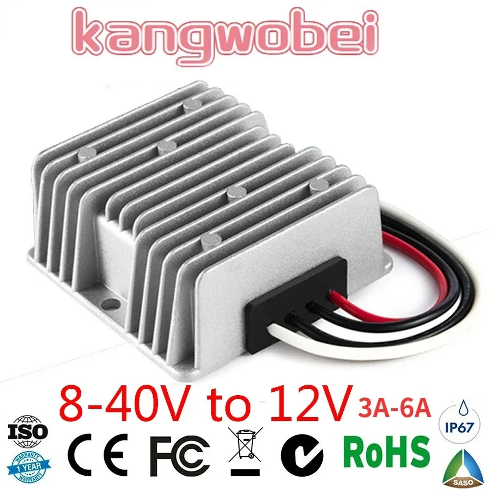 8-40V to 12V 6A Power Converter Regulator Boost Buck DC DC Voltage Stabilizer Transformer Step-up Down for Cars Solar