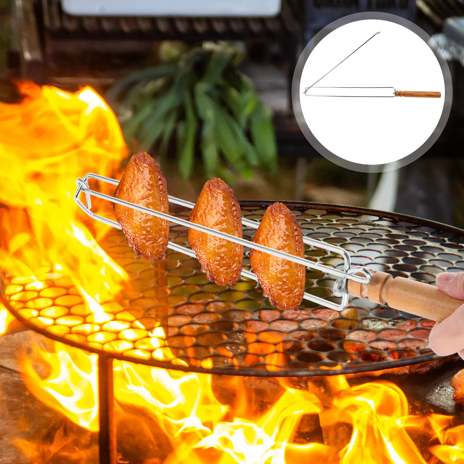 

Инструмент для гриля для курицы из нержавеющей стали, большой зажим, нескользящая ручка с широким горлышком для кемпинга, барбекю, курицы
