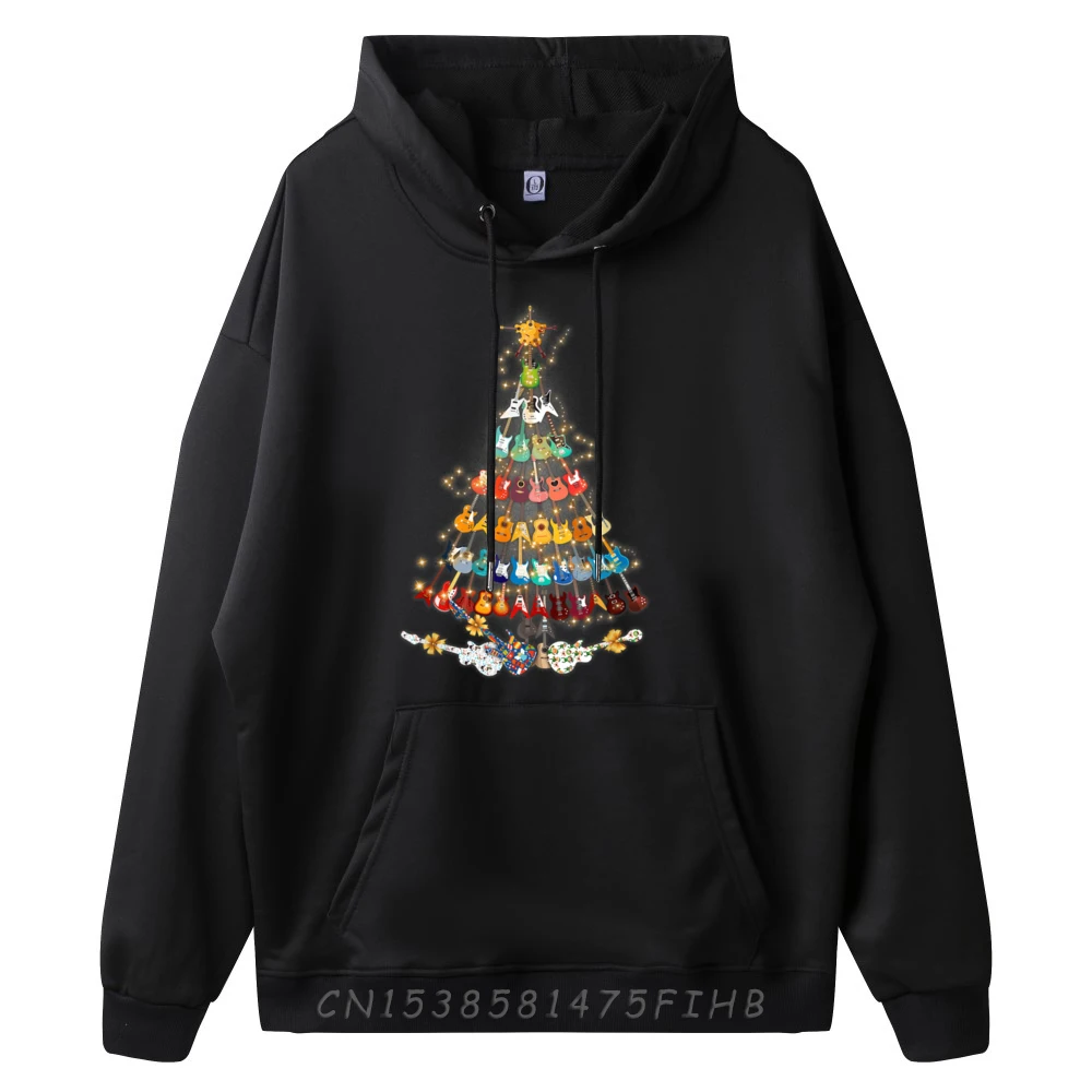 Christmas Guitar Tree Lights Xmas Guitar Teacher Musician Graphic Shirts Men Female New In Tops & Tees Hoodies Vintage Style