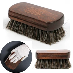 Horsehair Leather Textile Cleaning Brush for Car Interior Furniture Apparel Bag Shine Polishing Brush Auto Wash Detailing Brush