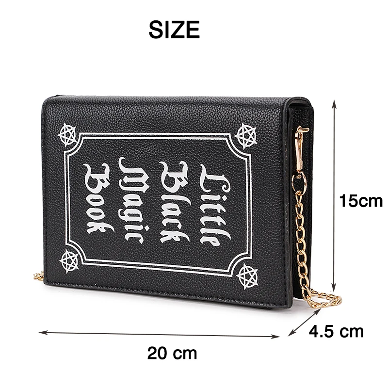 Fashion Magic Book Clutch Bag for Women Black Pu Leahter Shoulder Chain Bag Small Purses and Handbags Crossbody Bag Female Pouch