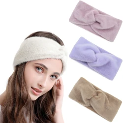 New Plush Headband Winter Warm Wide Elastic Hair Band Solid Wide Turban Ear Warmer Hairband Soft accessori per capelli fai da te copricapo