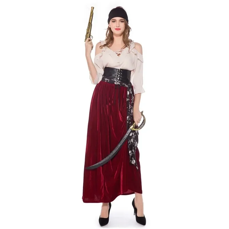 

Female Caribbean Pirates Captain Costume Halloween Role Playing Cosplay Masquerade Caribbean Jack Sparrow Pirate Party Outfits