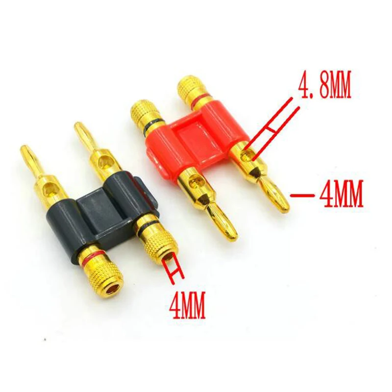 Double Row 4mm Banana Plug Connector Gold Plated Speaker Adapter Two-position Audio Loudspeaker Cross Plug