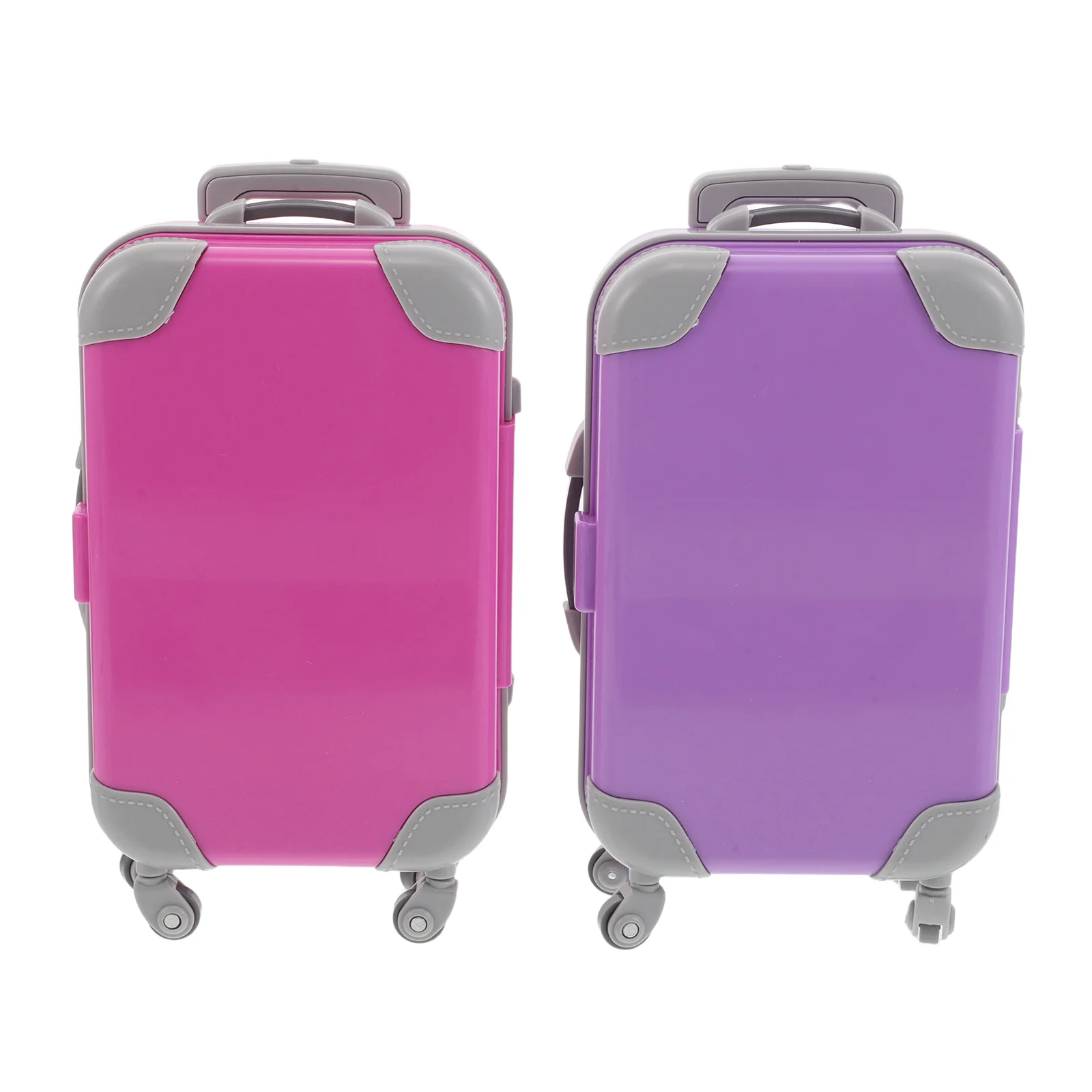 Maleta rosa en miniatura de 2 uds., carcasa dura, mango de tracción de 18 pulgadas, accesorios de viaje, juego de simulación, maleta de juguete para bebé