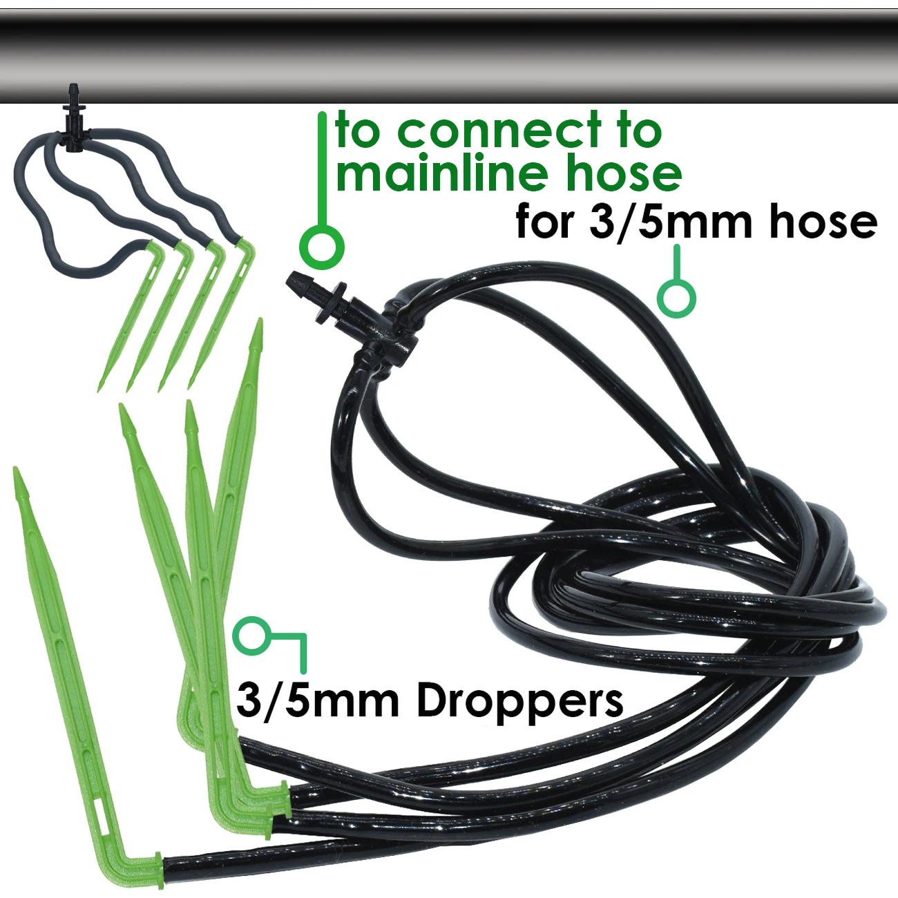 KESLA Greenhouse Drip Irrigation 8L/H 4-Way 2-Way 3/5mm Garden Watering System Dropper Transmitter for Potted Bonsai Farm Lawn
