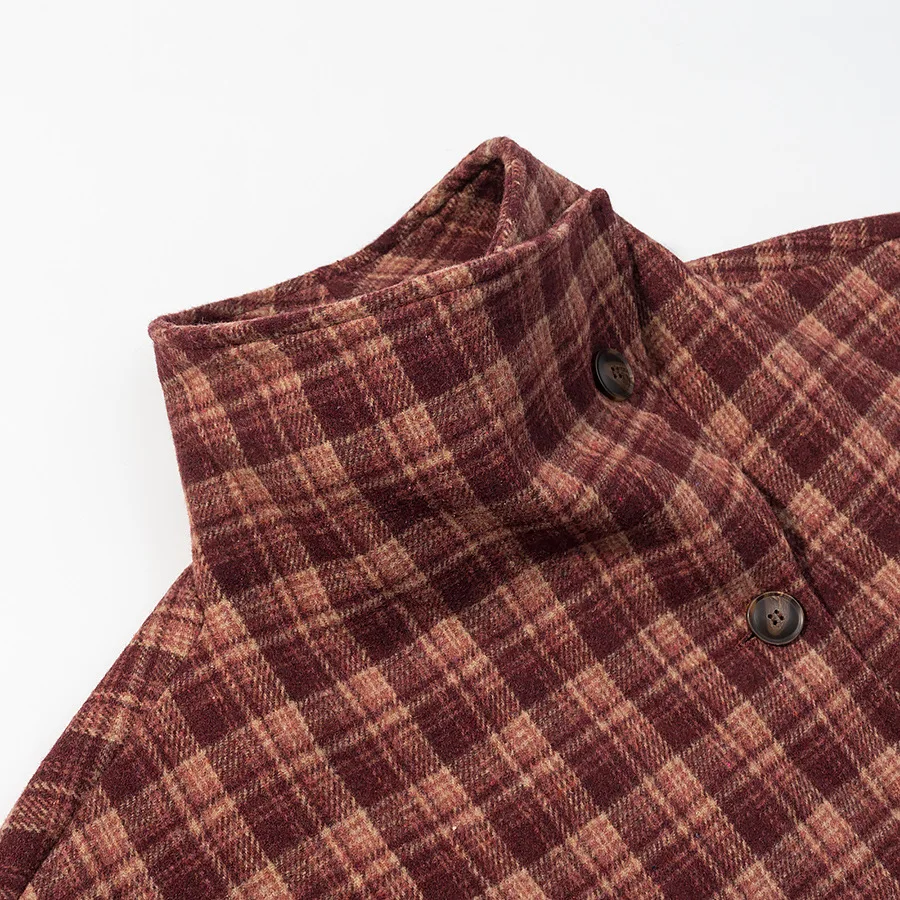 معطف منقوش بياقة واقفة وصدر واحد معطف صوفي أوروبي وأمريكي عبر الحدود لخريف 2025 معطف صوفي جديد غير رسمي #3