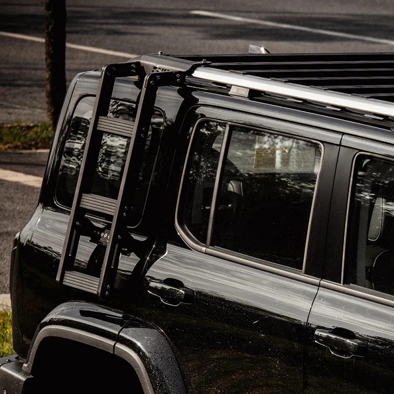 High Quality High Strength Lightweight Aluminum Alloy Roof Cargo Rack With Ladder & Top, Low Wind Noise Universal Off-Road