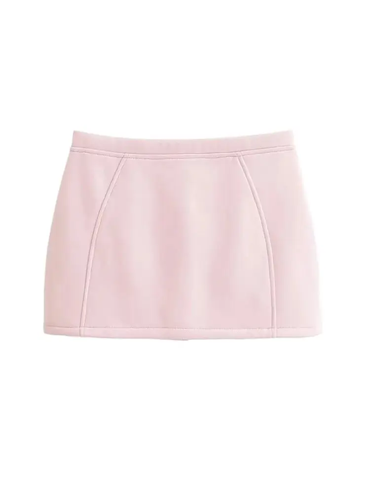 Women Fashion With Zip Cropped Sweatshirt And Mid Waist Back Zipper Mini Skirt Female Two Piece Sets Mujer