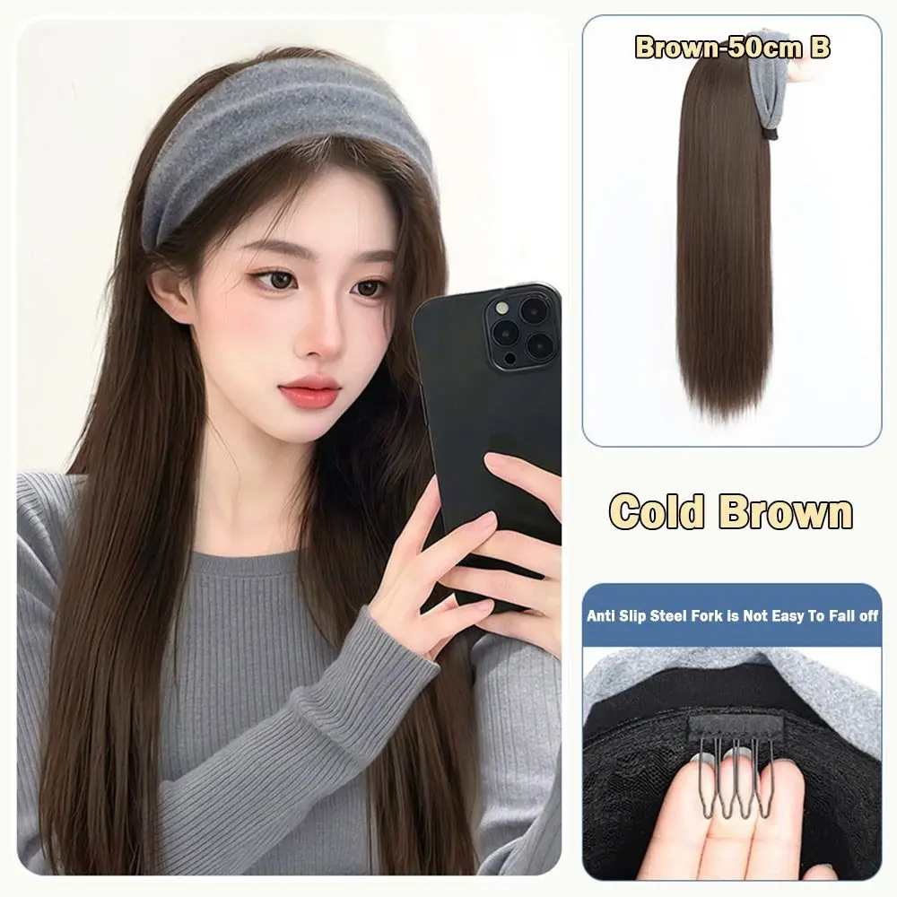 

New Long Wavy Curly Headband Hair Extension Natural Hairpieces Synthetic U-Shape Half-head Cover for Women