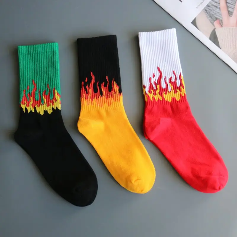 

Red Flame Street Skateboard Socks Casual Fashion Hip Hop Socks Teenager Student Skateboard Boy Sok