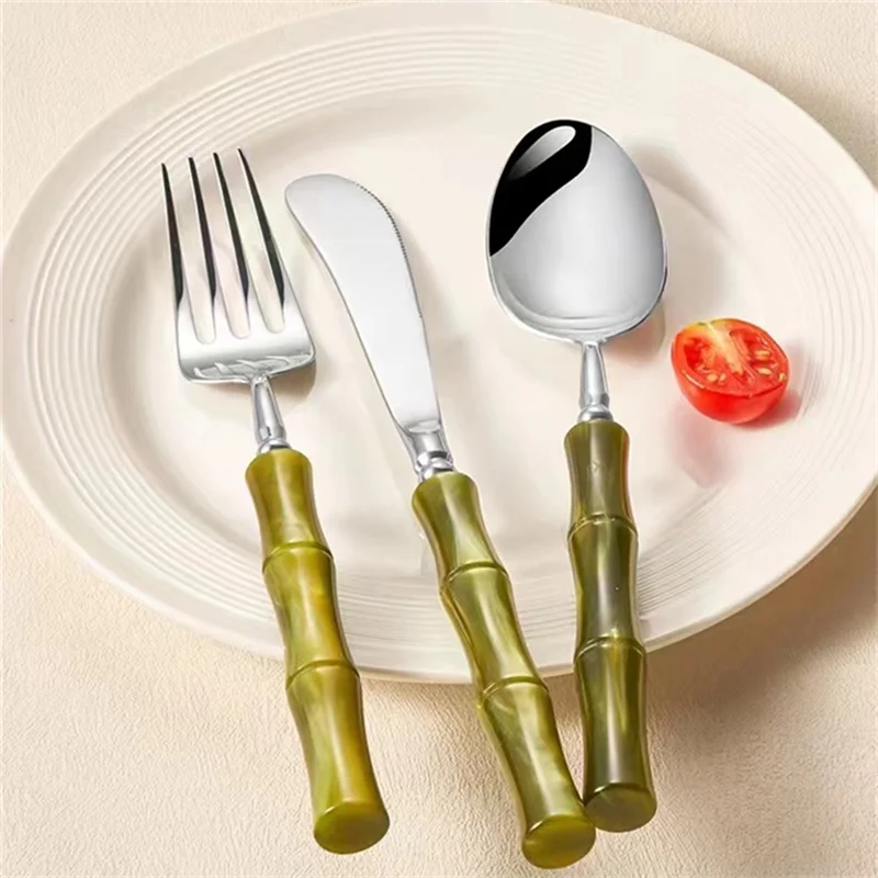 ABZV-Spoon Cutlery Set 304 Stainless Steel Beautiful Tableware For Kitchen Wedding Gift Pieces Round Spoon