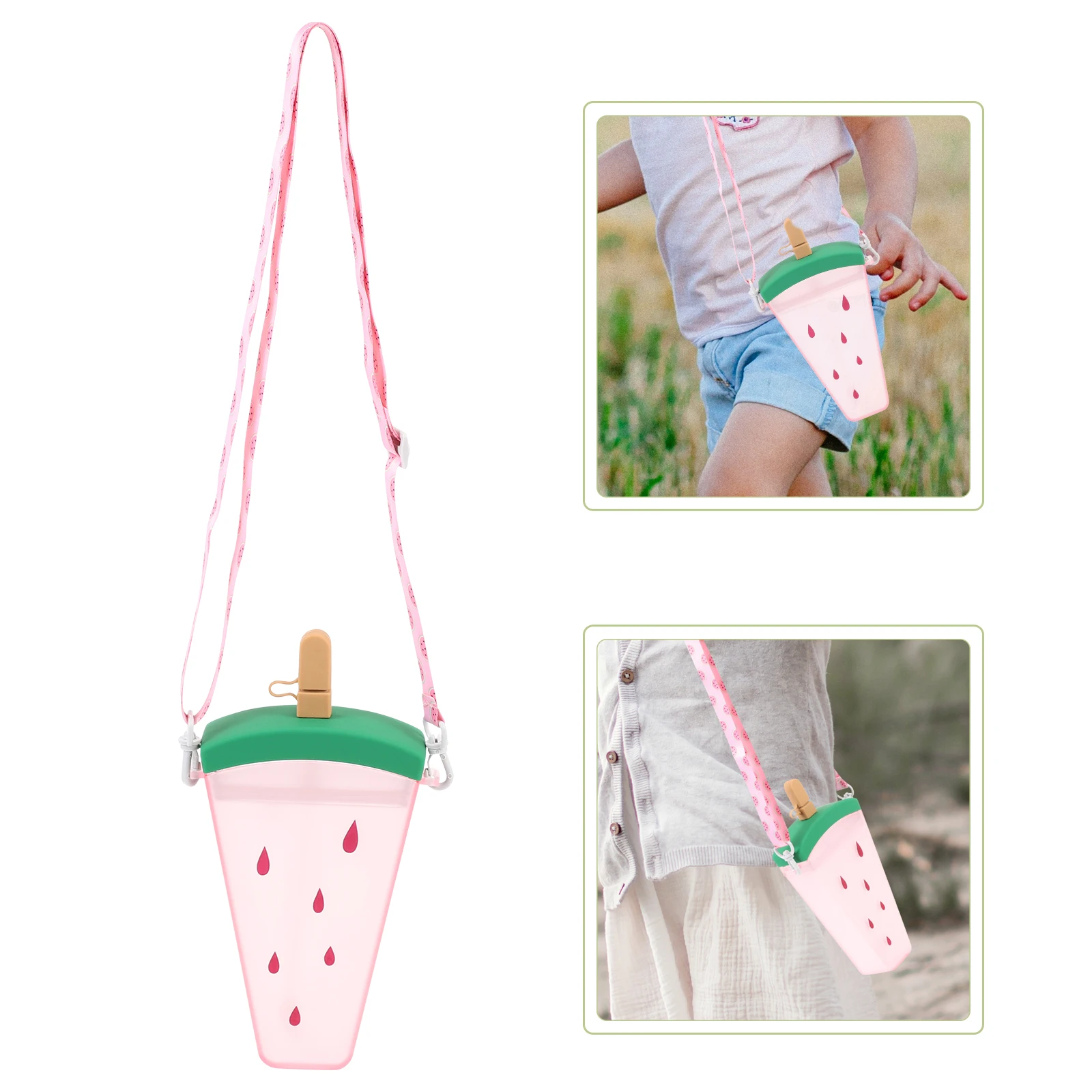 

Ice Cream Cup Water Bottle Summer Cold Drink Container Leakproof Popsicle-Shaped Straw Cup Portable Outdoor Bottle with for Kids