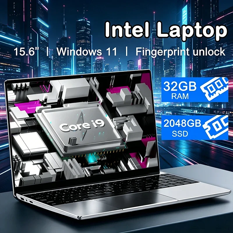 Laptop Robusto de 15,6 Polegadas com 32GB de RAM DDR4 e 2TB de SSD, Intel 4405U, Windows 11, Notebook Portátil para Negócios