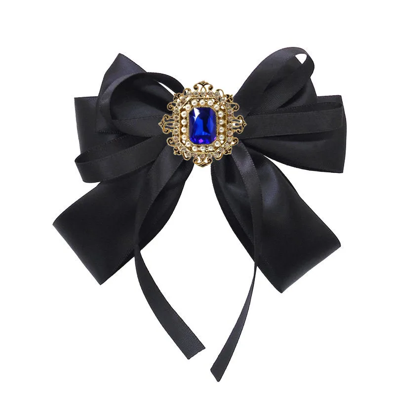 الكورية اليدوية ربطة القوس فيونكة اللؤلؤ حجر الراين الشريط المرأة موضة الدعاوى كلية نمط قميص اكسسوارات الهدايا طوق زهرة بروش