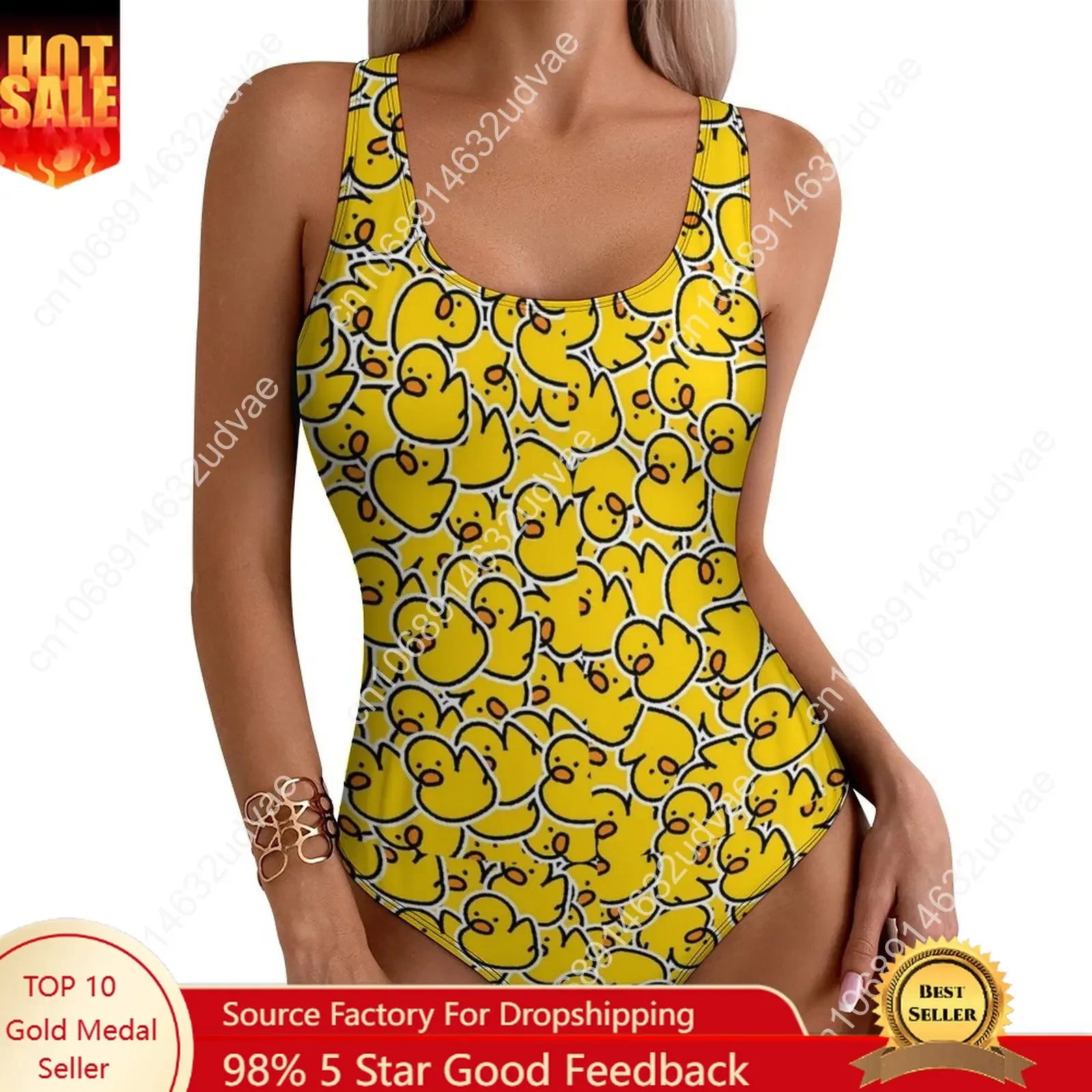 

Bunch of Rubber Ducks Swimsuit Animal Push Up Swimwear One Piece Holiday Bathing Suit Bodysuit Sexy Design Beach Wear Plus Size