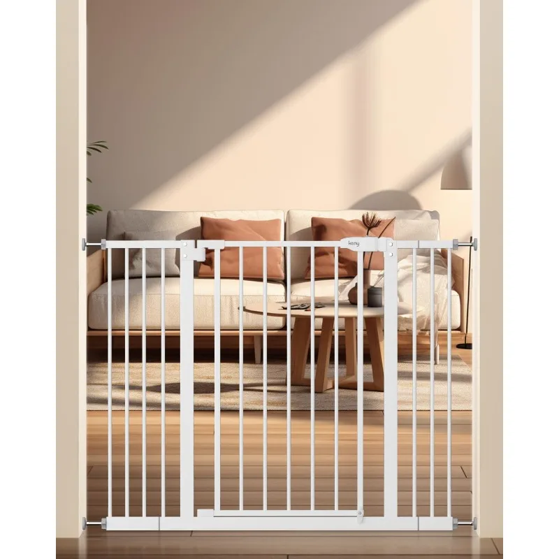 

29"-42.5" Baby Gate for Stairs, Auto Close Safety Dog Gate, Pressure Mounted Easy Walk Through Pet Gate for Doorways
