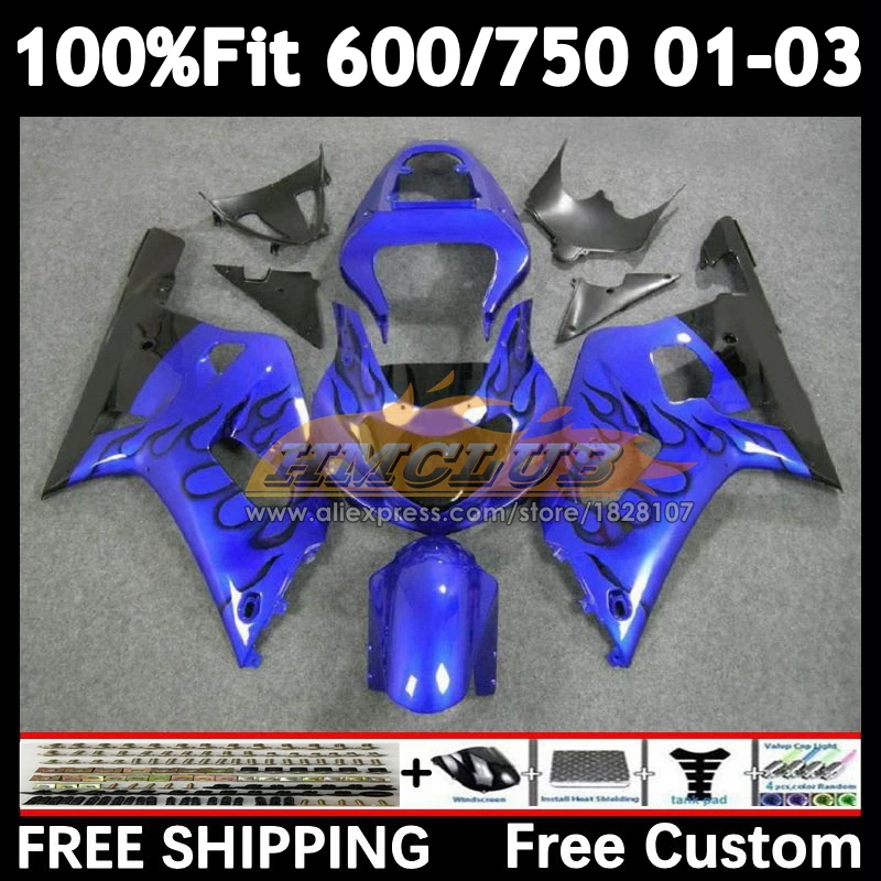 Injection Body For SUZUKI GSXR 750 600 blue stock GSXR600 2001 2002 2003 12No.64 GSXR-600 K1 GSXR-750 GSXR750 01 02 03 Fairing