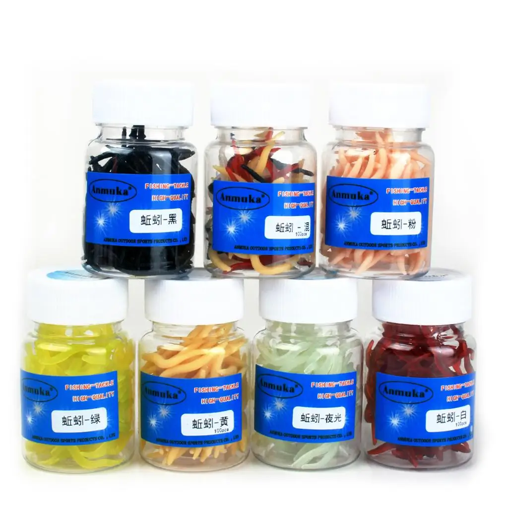TPE Soft Worm Lifelike Artificial Fishing Realistic Earthworm Style Micro Soft Lures Box for Trout Bass Flounder
