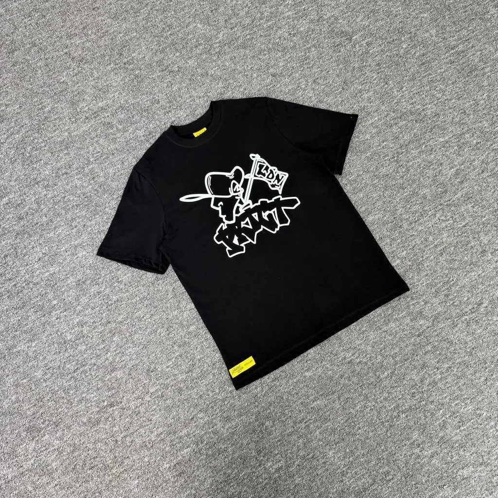 Protect High-Quality New Cute Graffiti Letter Print Summer Loose-Fitting Casual Trendy Fashion Short-Sleeved T-Shirt for Men