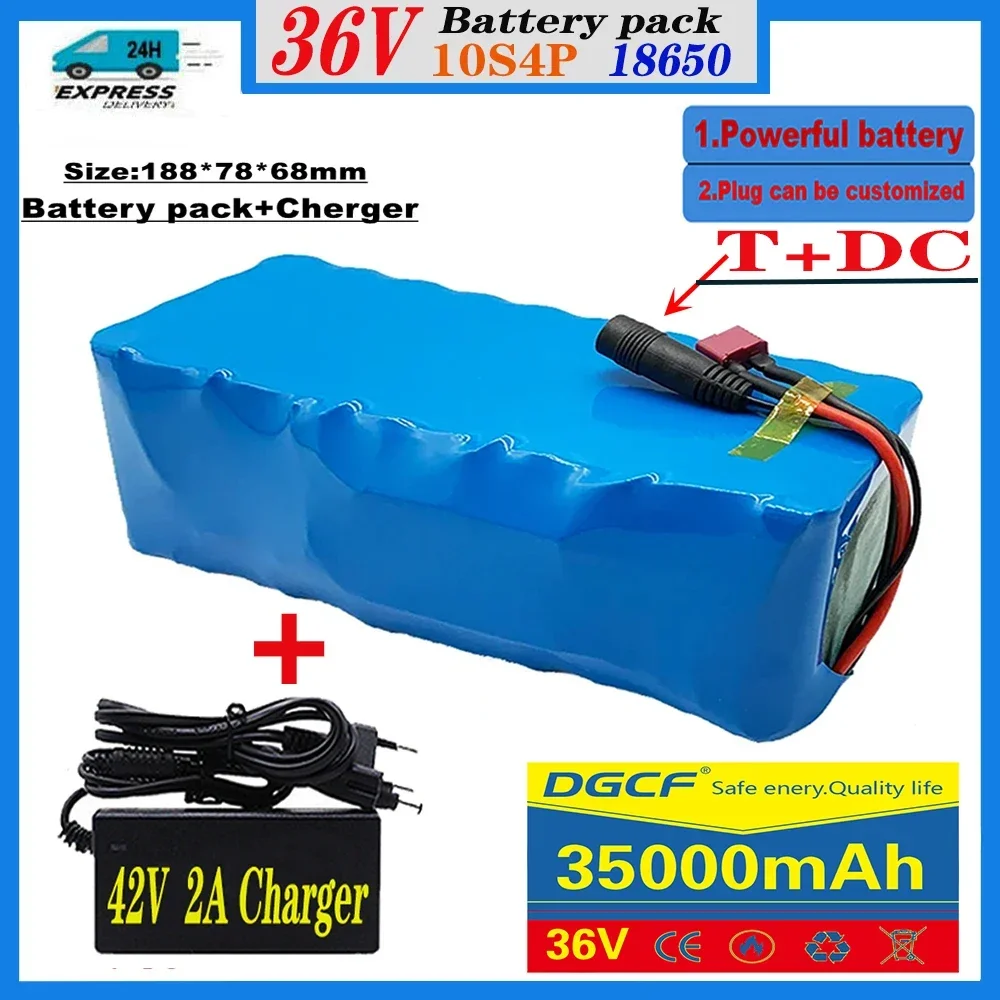 

10S4P 35Ah lithium battery, 36V large capacity, used for bicycles and electric scooters, including BMS XT60 socket and charg