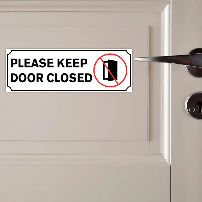 

4pcs Pvc Keep Door Closed Sticker Waterproof Door Reminder Decal Minimalist Easy Apply Remove Garage Workplace Bathroom Storage