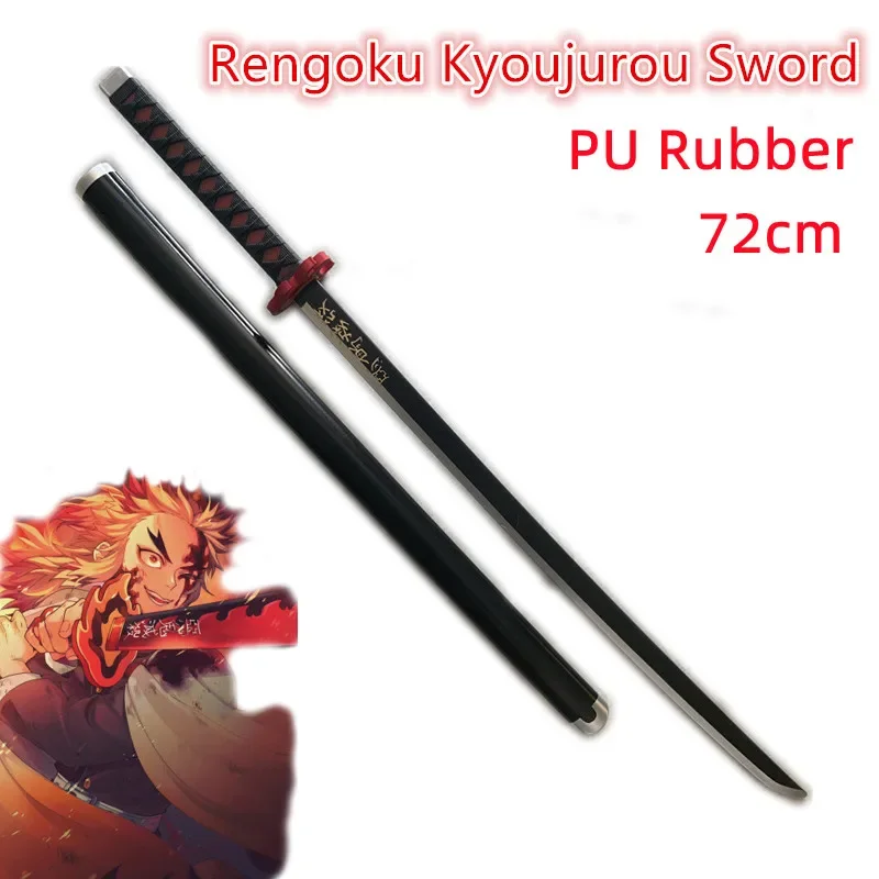 Katana Sword Anime Demon Slayer Kimetsu No Yaiba Swords 72cm Cosplay Weapons Tanjiro Uzui Tengen Nezuko Safety Rubber Weapons