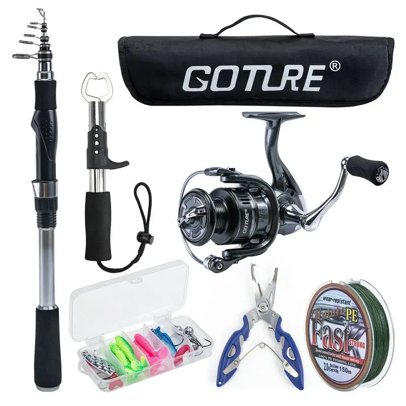Goture Carbon Rod 2.1M 2.4M 2.7M Telescopic Lure Fishing Rod Casting Spinning Rods Travel Rod 7-60g Power M Fast Action Tackle