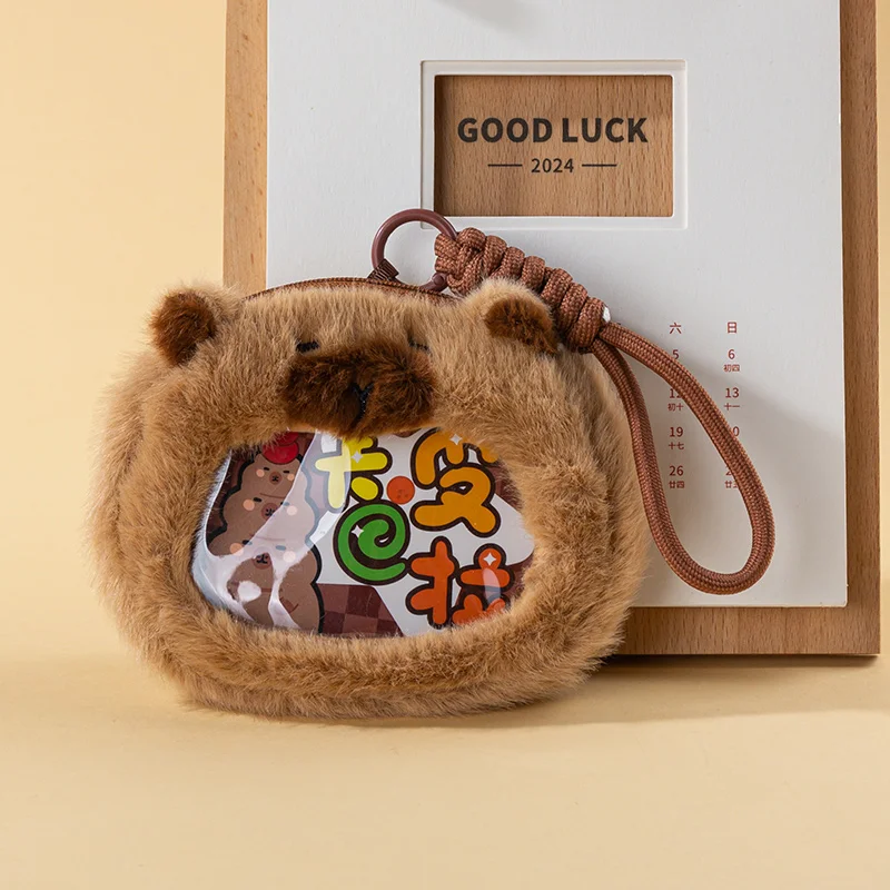 

Capybara Storage Bag PP Cotton Zero Wallet Creative PVC Transparent Badge Bag Card storage Keychain Pendant Animal Key Ring